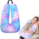 Children Travel Pillow Car Pillow Removable U-Shaped Pillow for Adults to Support Head and Body in The Back Seat of Long Car Trips (Tie Dye/Dream)