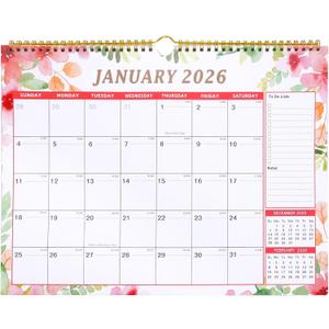 Wall Calendar 2026-2027 18 Month Calendar January 2026-2027 15" X 12" Hanging Large Monthly Planner Ruled Blocks for Home School Office Organizing Thick Paper Holidays To-do List Notes