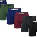 PSD Underwear Mens Boxer Briefs - 6 Pack Cotton Boxer Briefs, Mid Length, Soft & Breathable Boxer Briefs for Men Medium