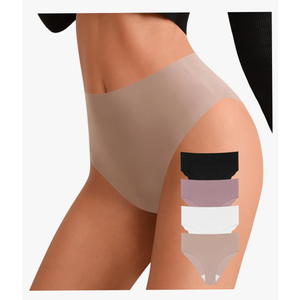ASIMOON High Waisted Seamless Womens Bikini Underwear No Show Postpartum High Cut Cheeky Ladies Panties 4 Pack M