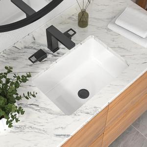 Mocoloo Undermount Bathroom Sink 18 x 12 Inch Rectangle Porcelain White Ceramic Bathroom Sink 6 Inch Deep Basin with Overflow Small Lavatory Vanity Top Under Mounted the Counter