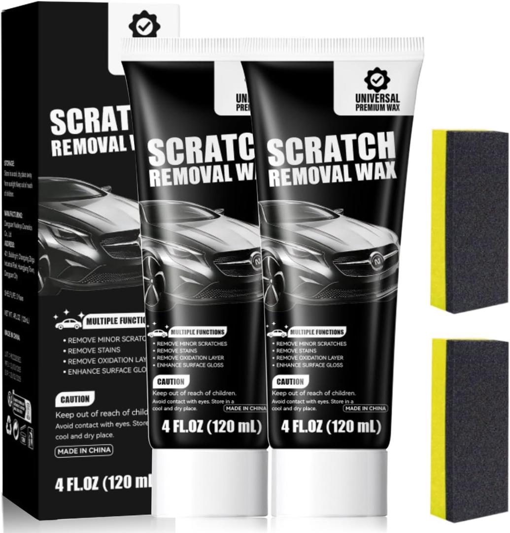 2Pcs Car Scratch Remover Wax,Universal Premium Polishing Compound,2026 New Upgraded Car Paint Scratch Remover for Vehicle,Universal Car Scratches Repair For Car With Sponge,240ml