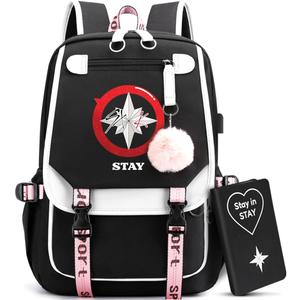 Large Capacity Laptop Bag Bookbag with Notebook, USB Charging and Headphone Port for STAY Music Fans