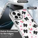 OKBUOK for iPhone 16 Pro Max Case [Compatible with Magsafe],Girls Women Clear Magnetic Case Silicone Shockproof Protective Cover with Pattern Pink Cherry Bow