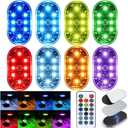 8PCS Magnetic Wireless Interior Car Lights, 8 Colors RGB Ambient Nightlight