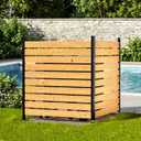 4ft H×3.2ft W(2 Panels) Privacy Fence Screen,No-Dig Wood Outdoor Privacy Screen,Aluminum Post,Air Conditioner Fence,Pool Equipment Enclosure,Trash Can Enclosure,Privacy Fence Panels for Patio/Garden