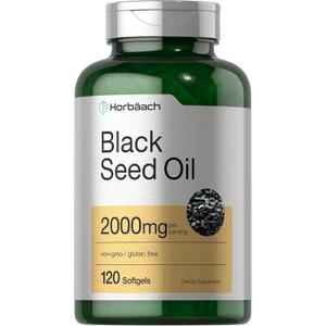 Horbaach Black Seed Oil Cold Pressed Softgel Capsules | 2000mg | 120 Count (EXP 10/10/28)