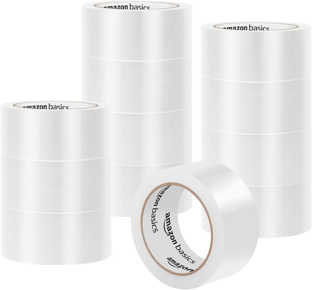 Amazon Basics Packaging Tape for Shipping, Moving, Storing and Sealing, Clear, 1.88 in x 54.6 yds, 36-Pack