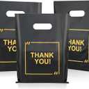 GoClimber 100 Pack Die Cut Plastic Shopping Bags with Thank You Logo 9x11.5 Merchandise Extra Thick Glossy Bags with Handles for Retail, Boutique, Merchandise, Gifts, Trade Shows
