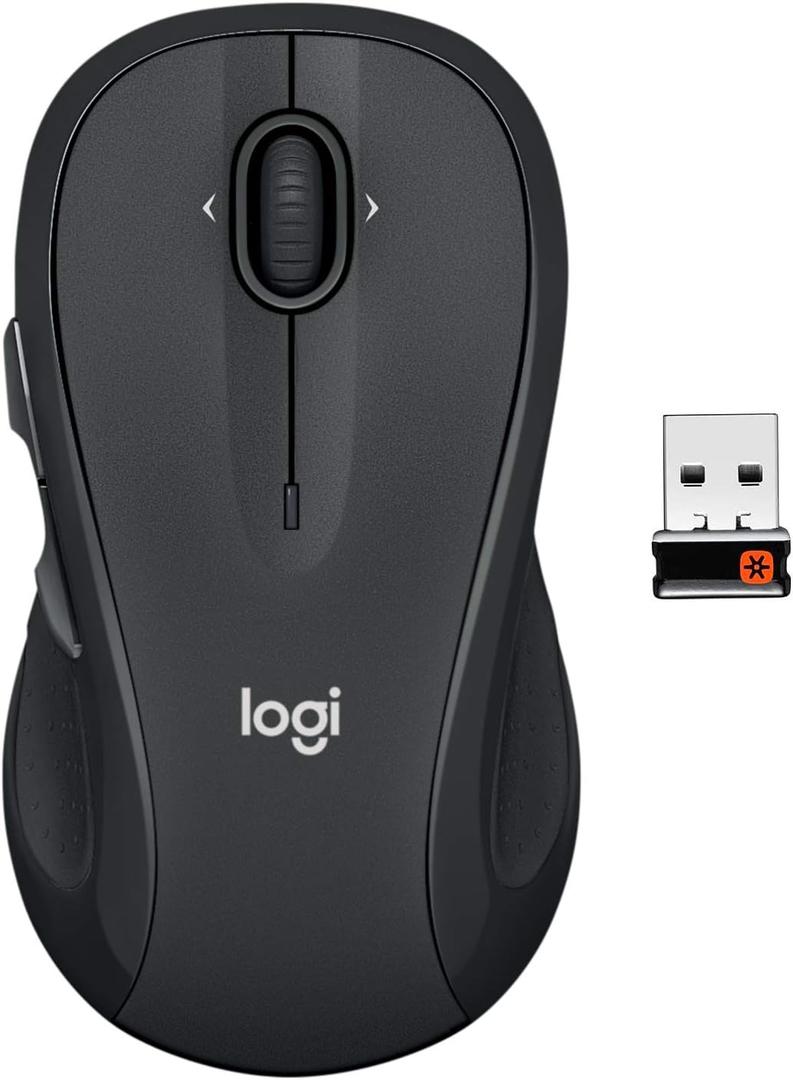 Logitech M510 Wireless Mouse, 2.4 GHz with USB Unifying Receiver, 1000 DPI Laser-Grade Tracking, 7-Buttons, 24-Months Battery Life, PC/Mac/Laptop - Graphite (One Size)