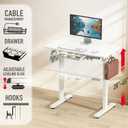 SHW 40-Inch Electric Height Adjustable Standing Desk with Drawer, Memory Preset and Cable Management Tray, White