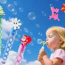 2 x 24 Packs Bulk Mini Christmas Cartoon Shape Bubble Wands, Boys and Girls Holiday Party Favors Student Gifts Christmas Party Supply