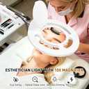 Facial 10X Magnifying Lamp for Esthetician, 2500 Lumens, Stepless Dimmable, Adjustable Swing Arm, LED Lighted Standing Mag Floor Lamp for Eyelash Extensions, Tattoo, Crafts, Nail Art, Pedicure
