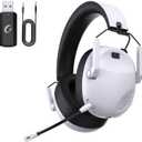 Wireless Gaming Headset for PC, PS5, PS4, Mac, Nintendo Switch, Game Headphones with Microphone, Bluetooth 5.3 Gaming Headset Wireless, PC Headsets with Mic - White