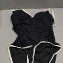 One Piece Swimsuit for Women Tummy Control Slimming Bathing Suit Color Block V Neck Swimwear (Medium, Black and White)