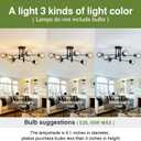 6-Lights Glass Globe Sputnik Chandelier Modern Flush Mount Ceiling Light Fixture Black Farmhouse Lighting for Dining Room Living Room Bedroom Kitchen Passageway.