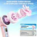 Portable Misting Fan, Handheld Rechargeable Fan with Water Mist, Personal Mini Turbo Fan with 1-100 High Speeds (20000 RPM), LED Light for Music Festival, Summer Trip Must-Haves, Holographic Pink