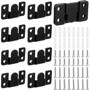 Pair of 4 Mounting Brackets Flush Mount Brackets Heavy Duty Wall Hangers Black Stainless Steel Picture Frame Hooks Photo Frame Hangers Mirror Headboard Picture Hanging Hardware