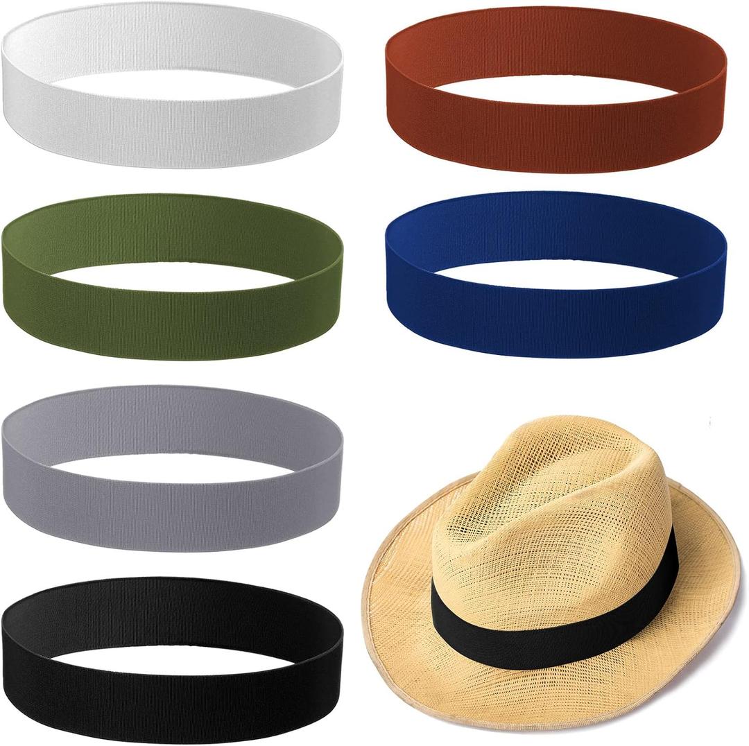 Cindeer 6 Pieces Stretchable Hat Band for Women Cowboy Hat Band for Men Panama Straw Accessories, 6 Colors
