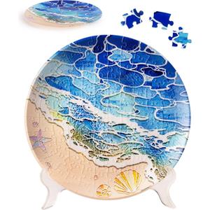 PieceRelax 3D Puzzle Plate 124 Pieces - Shells and the Sea - Jigsaw Puzzle for Adults, Decorative Plate with Durable Plastic Pieces, Ideal Gift for Home or Office Décor [PL1011]