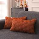Fall Pillow Covers 12x20 inch Set of 2 for Fall Decorations Autumn Rust Pumpkin Soft Plush Faux Fur Wool Throw Pillow Cushion Covers for Sofa Living Room Couch Bed Home Decor