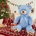 MorisMos 47inch Giant Teddy Bear Stuffed Animal 4ft, Big Teddy Bear Plush for Baby Shower, Life Size Stuffed Bear Gifts for Kids, Girls, Girlfriend, Women on Valentine, Christmas, Birthday（Blue）