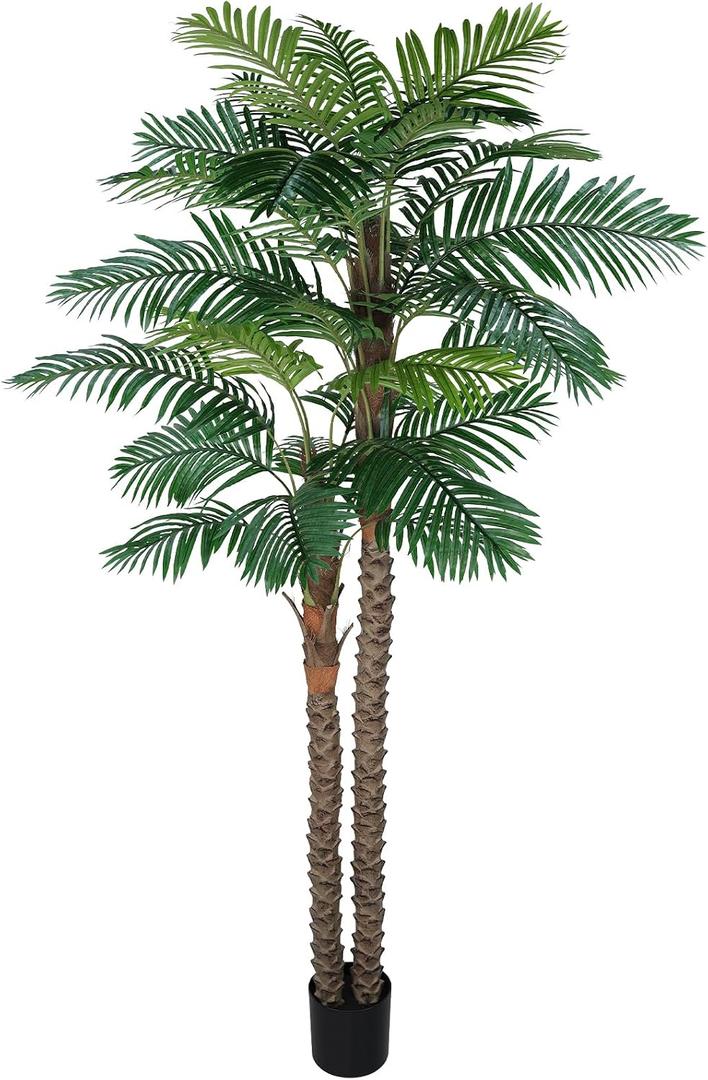 8FT Artificial Palm Tree for Outdoor, UV-Resistant Large Silk Artificial Plants Outdoor Indoor, Realistic Tropical Fake Palm Tree Decor for Poolside Patio Home Living Room