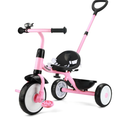 Liberry 2 in 1 Toddler Tricycle Age 2 3 4 Years Old, Kids Trike with Adjustable Push Handle, Bell & Basket, 3 Wheel Bike Riding Toy Birthday Gift for Girls Boys, Light Pink