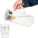 60 Ounces Glass Pitcher with Lid, Hot/Cold Water Jug, Juice and Iced Tea Beverage Carafe