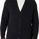 Amazon Essentials (Demi's Pick) Men's Relaxed-Fit Cotton Blend Cardigan, Black, Large