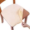 Smiry Velvet Seat Covers for Dining Room Chair Set of 4, Stretch Fit Removable Washable Chair Seat Cushion Protector Slipcovers with Ties, Cream