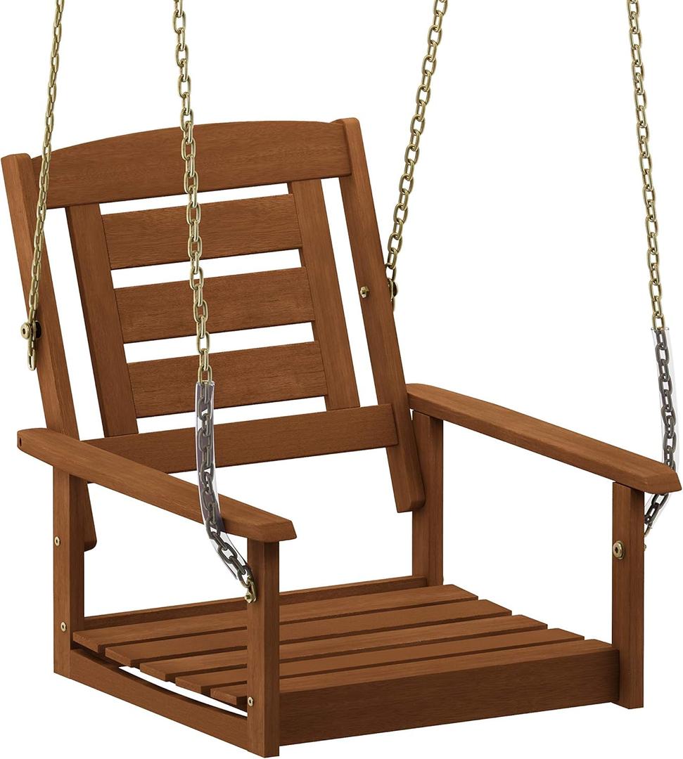 Furinno Tioman Hardwood Patio / Garden / Outdoor 2ft Porch Swing, 1 Seater with Hanging Chains, Natural