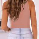 MISSJOY Women's Basic Sleeveless Racer Back Halter Neck Ribbed Bodysuit Tank Tops (White, M)