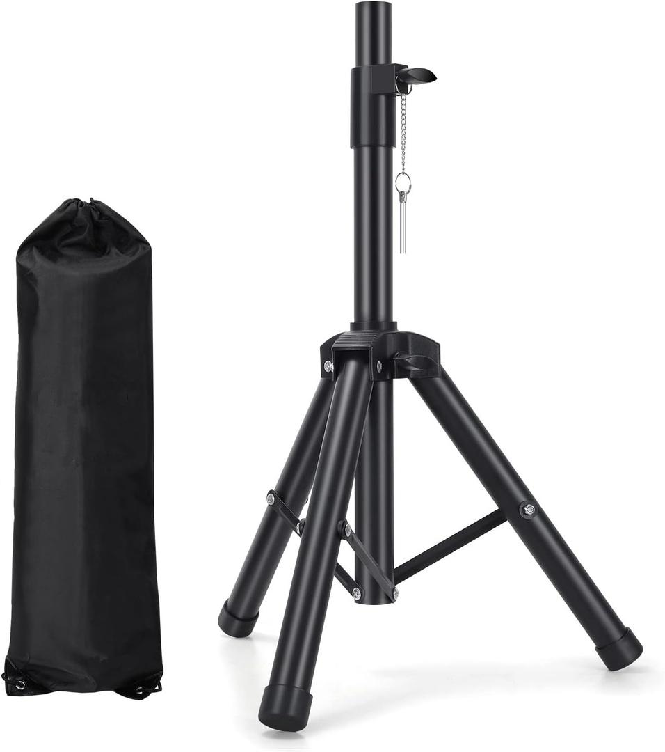 Universal Speaker Stand Mount Holder Heavy Duty Tripod/Adjustable Height from 26.8 to 35 and Compatible Insert Easy Mobility Safety Pin