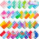Pop Fidget Toys Bulk Its Party Favors for Kids 4-8 8-12 30 Pack Mini Pop Keychain It Small Fidgets for Classroom Prizes School End of Year Student Gifts from Teacher Birthday Goodie Bag Stuffers  Square - 30