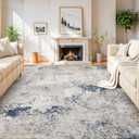 10x14 Washable Area Rugs - Modern Abstract Large Rugs for Living Room Non-Slip Low Pile Soft Machine Washable Carpet for Bedroom, Under Dining Table, Nursery, Farmhouse (10'x14' Beige Blue)