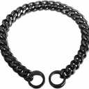 Black Dog Chain Collars Strong Stainless Steel Metal Slip Collar 11mm/15mm/19mm Wide Chew Proof Training Walking Collar for Large, Medium Small Dogs (19MM, 16inches) (16inch (Fits dogs neck 12in-14in))