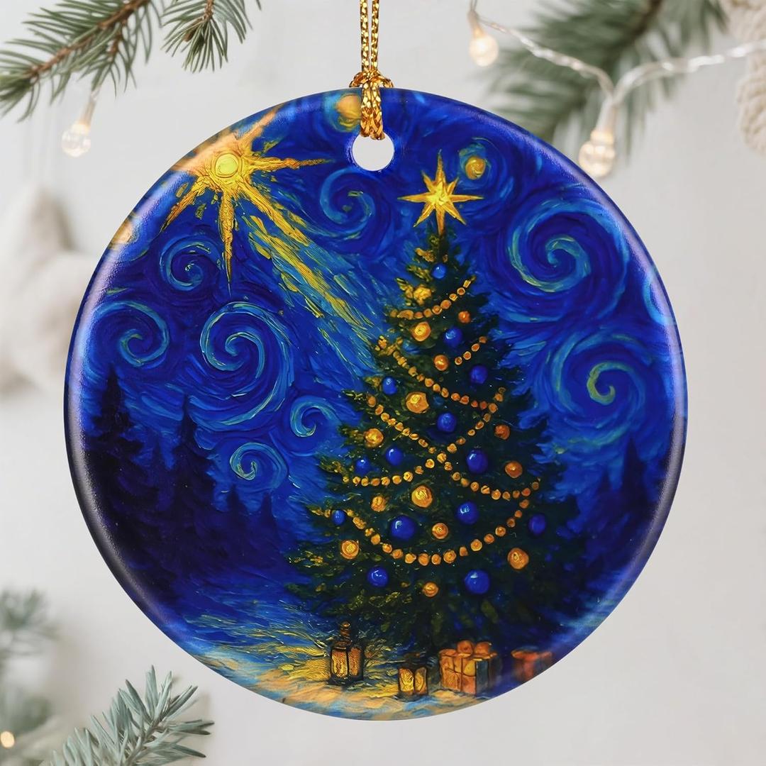 5 x Starry Night Ornament  Christmas Ornament, Christmas Tree Decor, & Perfect Holiday Decor | Art Lover Gift, Gifts for Friends and Family - Xmas Tree