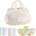 Bible Cover Case for Women, Large Quilted Bible Bag with Bible Study Supplies 5*Sticker & 5*Highlighter & 5*Pen, Stylish Church Bag Journaling Kit, Mothers Day Christian Gifts (Patchwork)