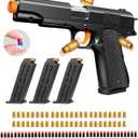 Toy Gun, Shell Ejecting Toy Gun with Soft Bullets, Educational Model Toy Pistol Shooting Game, Gifts for Kids Boys Girls (Black)
