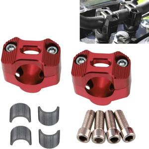 Universal Motorcycle 7/8" 1 1/8" 22MM 28MM CNC Aluminum Handlebar Handle Risers Adjustable Fat Bar Adapter Mount Clamps Universal For EXC KLX KXF YZF CRF XR SX SXF XCW WR YZ Dirt Pit Bike (Red)