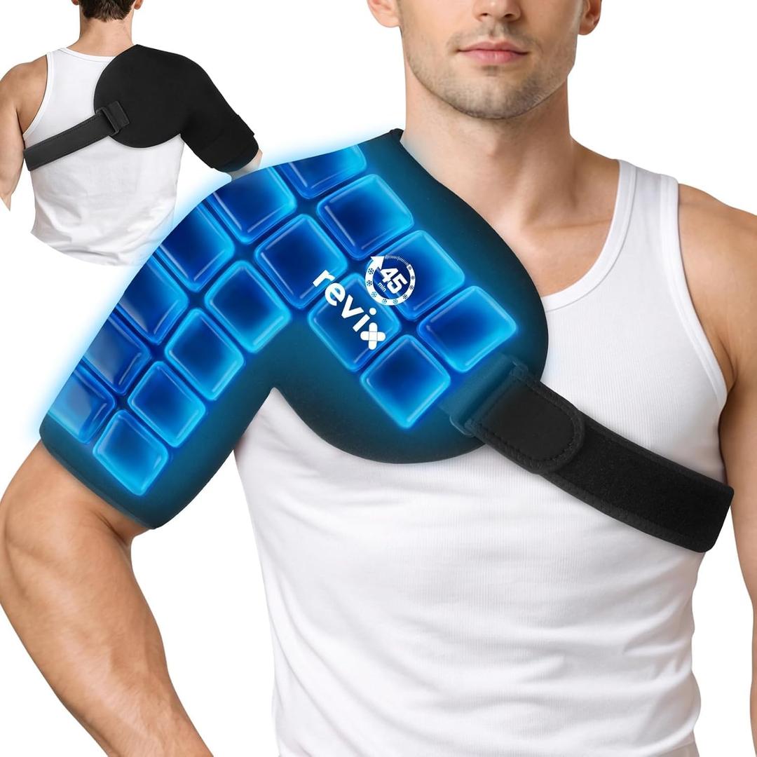 REVIX XL Ice Pack for Shoulder Wrap, 45-Min Long-Lasting Cold Therapy for Rotator Cuff Relief with Ice Grid Gel Design, Extra Large Reusable Ice Packs for Post-Workout Recovery & Soothe Discomfort