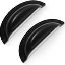 Matte Black zinc Alloy Cabinet Cup pulls,Black Solid 3 Inch （76mm） Hole Center Cup Cabinet Handles for Drawer,Cupboard, Wardrobe,Dresser 6 Pack