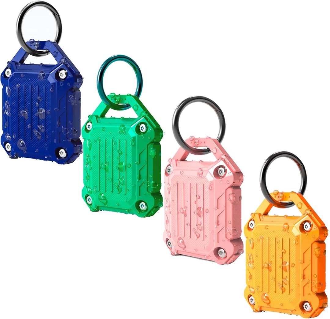 Dovick- Waterproof Airtag Keychain Holder Case,Screw Full Cover Compatible with Apple Air Tag Tracker Key Ring (Mix 4 Pack)