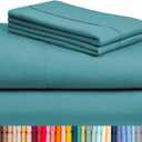 LuxClub 4 PC King Sheet Set, Deep Pockets Wrinkle Free Cooling Bed Sheets Hotel Bedding for Women, Men, Includes 1 Fitted Sheet, 1 Flat Sheet and 2 Pillowcases-Soft Teal
