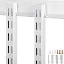 Blulu 2 Pcs 47.5 Inch Shelf Rails Bracket Dual-track Upright Wall Shelving System with 1 Pcs 40 Inch Rail Hardware White Heavy-duty Steel Wall Standard Shelf System for Home Laundry Pantry Closet