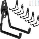 6 Pack Garage Hooks Heavy Duty, 4.9 inch Utility Steel Garage Hanger & Organizer for Organizing Garden Lawn Tools, Ladders, Garden Hose, Digging Shovel, Bikes, Ropes