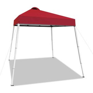 8x8 Top Pop Up Canopy Tent with Central Lock Design, Slant Legs, Backpack, Easy Outdoor Sun Shade for Events, Parties, Camping(Red)