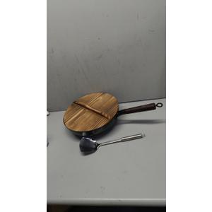 12.5 Inch Carbon Steel Wok For Electric, Induction and Gas Stoves (Lid, Spatula and User Guide Video Included)