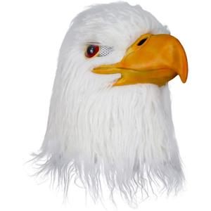 White Eagle Mask Novelty Animal Bird Hair Latex Masks, Fun Adult Party Props for Halloween Raves